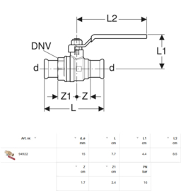 Geberit Mapress 15mm Kogelafsluiter 94922