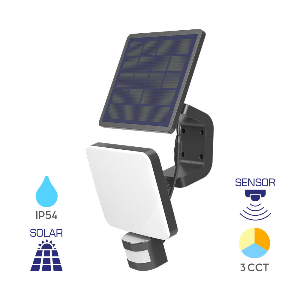 Braytron SOLARIS W2 Black 15W 3IN1 IP54 Solar Wall Light