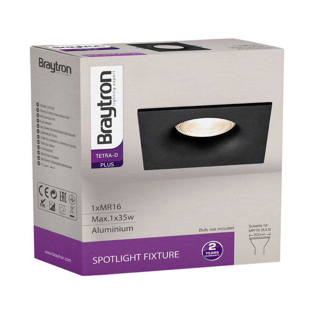 Braytron TETRA SQUARE Black Downlight