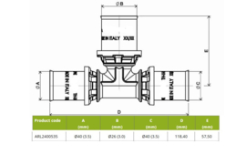 APE ARL2400535 T-Stuk 402640 Pers Messing RVS