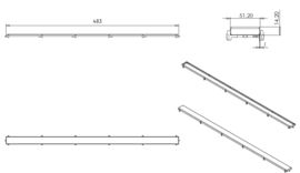 Titan C16 TILE 50 cm. Rooster voor douchegoot