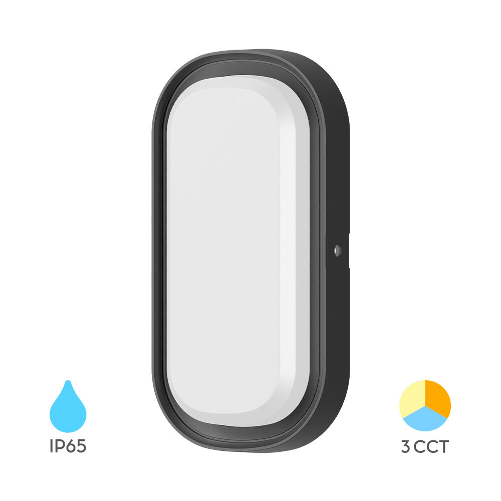 Braytron BULKHEAD 12W BLACK 3IN1 CCT IP65 LED Bulkhead