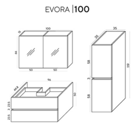 Wome Evora Rustiek 100cm Badmeubelset
