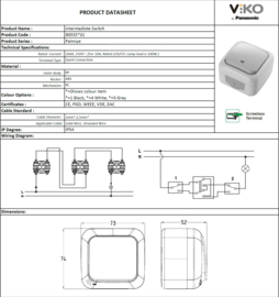 Viko Kruisschakelaar Palmiye Grijs 90555531