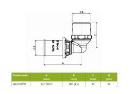 APE ARL3020700 Knie Puntstuk 632 Pers Messing RVS
