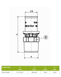 APE ARL1012600 Puntstuk 506/4 Pers Messing RVS