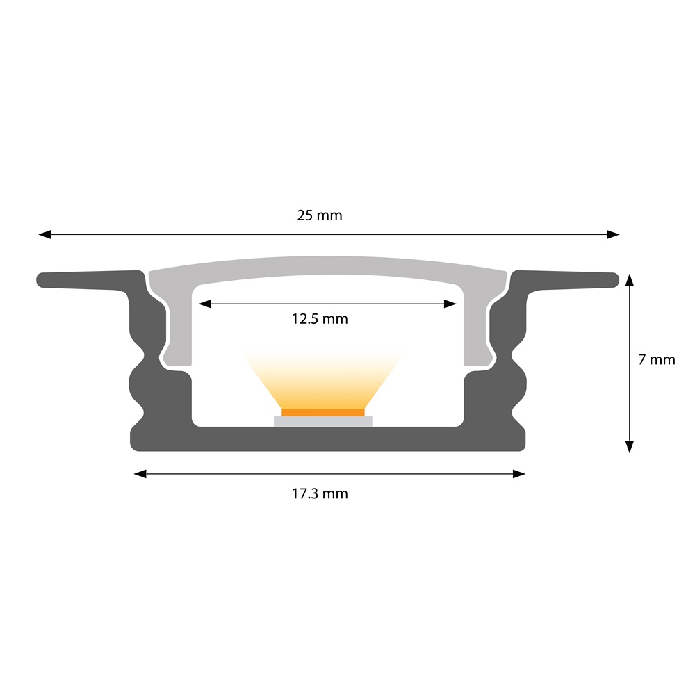 Leddle 2m LED Profile Recessed ALU-LDP