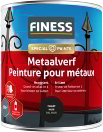 FINESS Metaalverf Hoogglans 0,75L Zwart 9005 Bi/Bu