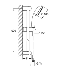 Grohe Tempesta Duo Glijstangset 600 mm Chroom 27924001