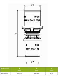 APE ARL1300760 Verloop Recht 6350 Pers Messing RVS