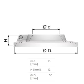 Flamco Rozet Ø15mm Enkel Wit kunststof RKW 12115 (50x)
