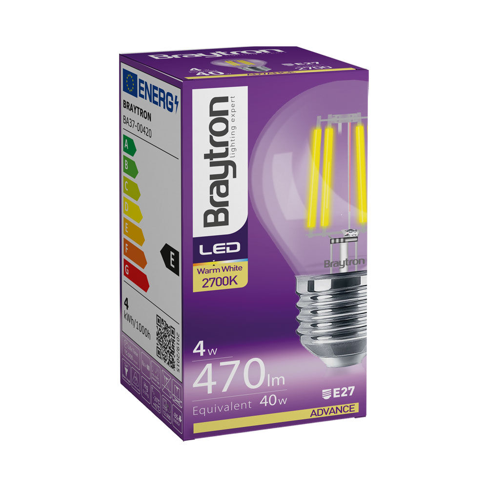 Braytron 4W E27 G45 CLEAR 2700K LED Bulb