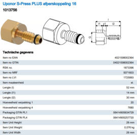 Uponor MLC 1013756 Afperskoppeling 16 1013756