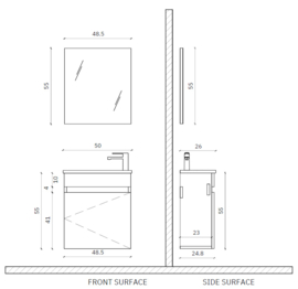 Titan Gloss White Fonteinmeubelset 50cm x 26cm