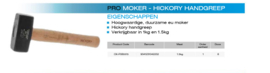 OX Prostoning hammer hickory hdl 1.5kg OX-P085515