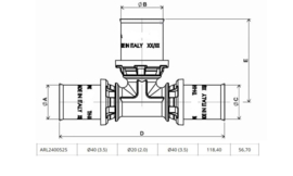 APE ARL2400525 T-Stuk 402040 Pers Messing RVS