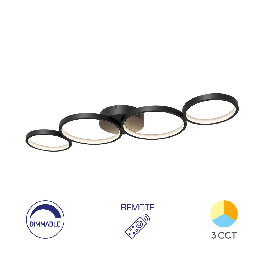 Braytron NELA SR1 RND Black 60W RMT IP20 Ceiling Light