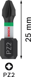Bosch Impact Control Schroefbit PZ2 25mm (2x) 2608522401