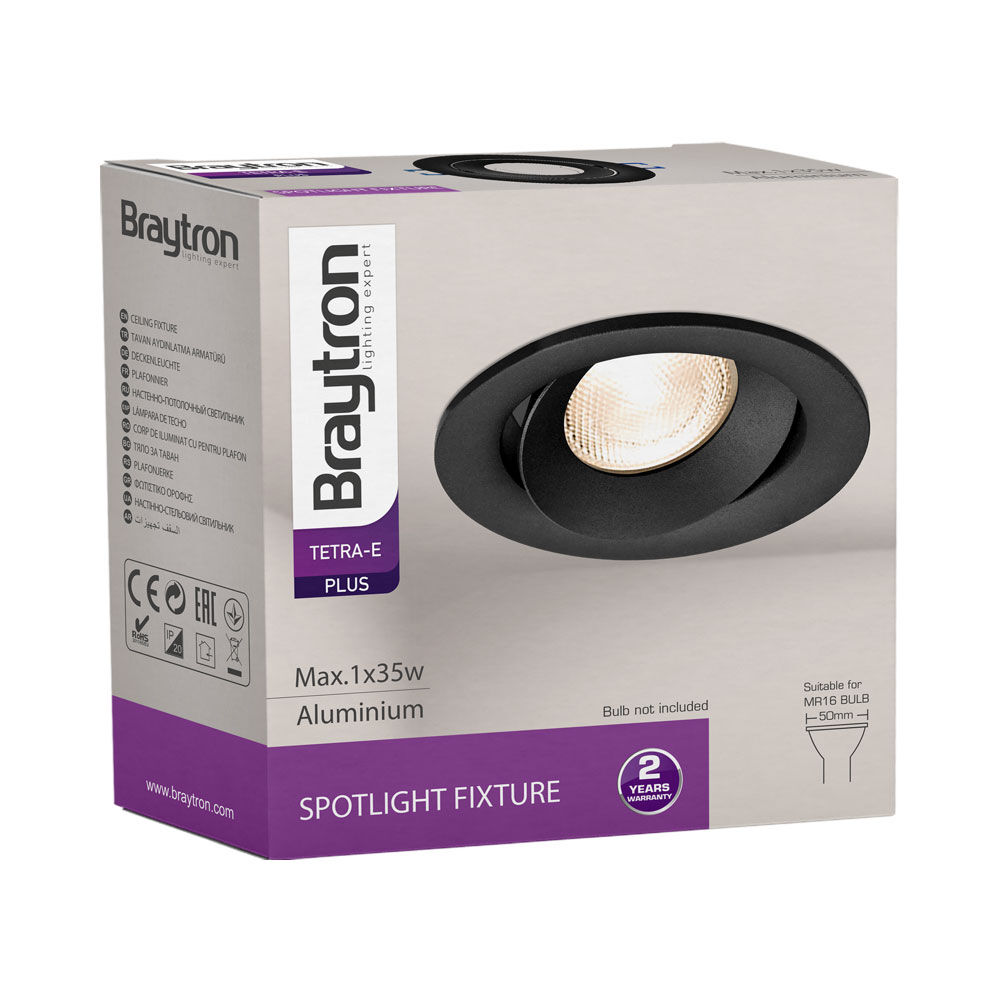 Braytron TETRA E RND Black IP20 Spotlight Fixture