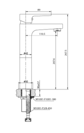 Creavit Sharp Eenhendel Wastafelmengkraan Hoog Mat Zwart SR6500S
