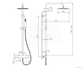 Best Design Ore-Munchen-300 thermostatische regendouche-opbouwset RVS-304 4017270