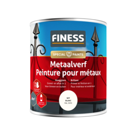 FINESS Metaalverf Hoogglans 0,75L Wit 9010 Bi/Bu