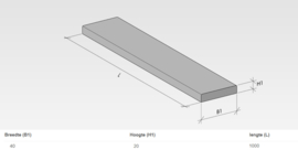 Holonite Dorpel Recht 4x2x100cm Lichtgrijs DRPL-040-020-06
