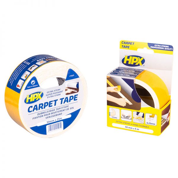 HPX Dubbelzijdige tapijttape - Wit 50mm x 25m CT5025