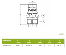 APE Verloop Recht 20-15mm Pers x Knel ARL1453200