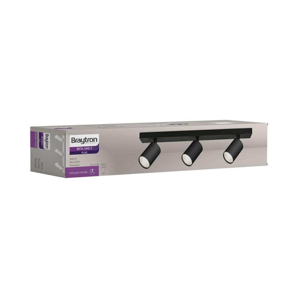 Braytron BETA SRQ 3 Black GU10 IP20 Spotlight Fixture