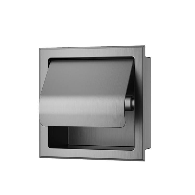 Rocko Toiletrolhouder met Klep Inbouw Gunmetal