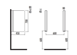 Creavit TP680 Urinoir tussenschot 4cm