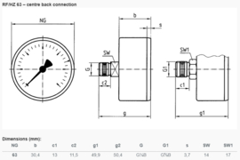 Afriso Manometer 0-4 Bar Achter 1/4" - Ø63mm 63915
