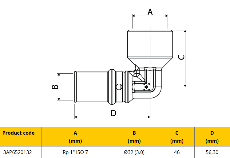 APE Gas Knie Schroefbus 32x1 Pers