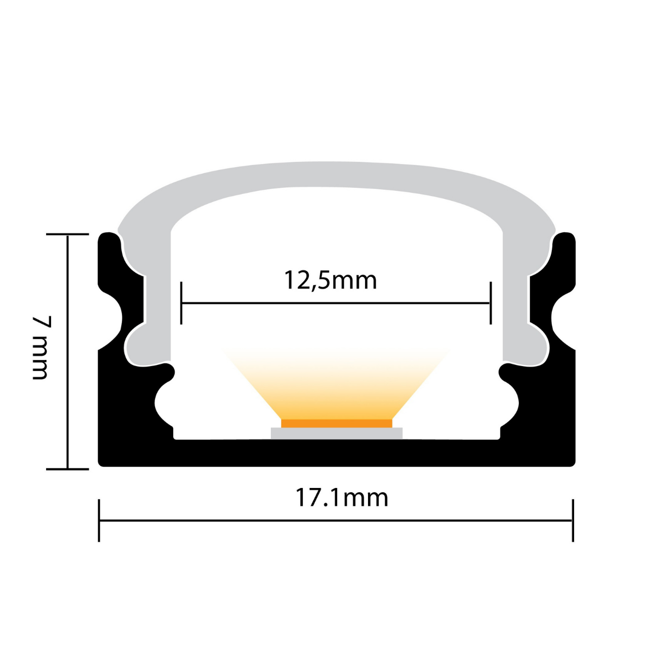 Leddle 2m LED Profile Surface Black-LDP