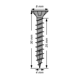 SPAX Uni. Schroef Zwart 4.0 x 30 T20 VZ-VD T-Star Plus (50x) 4191040400302