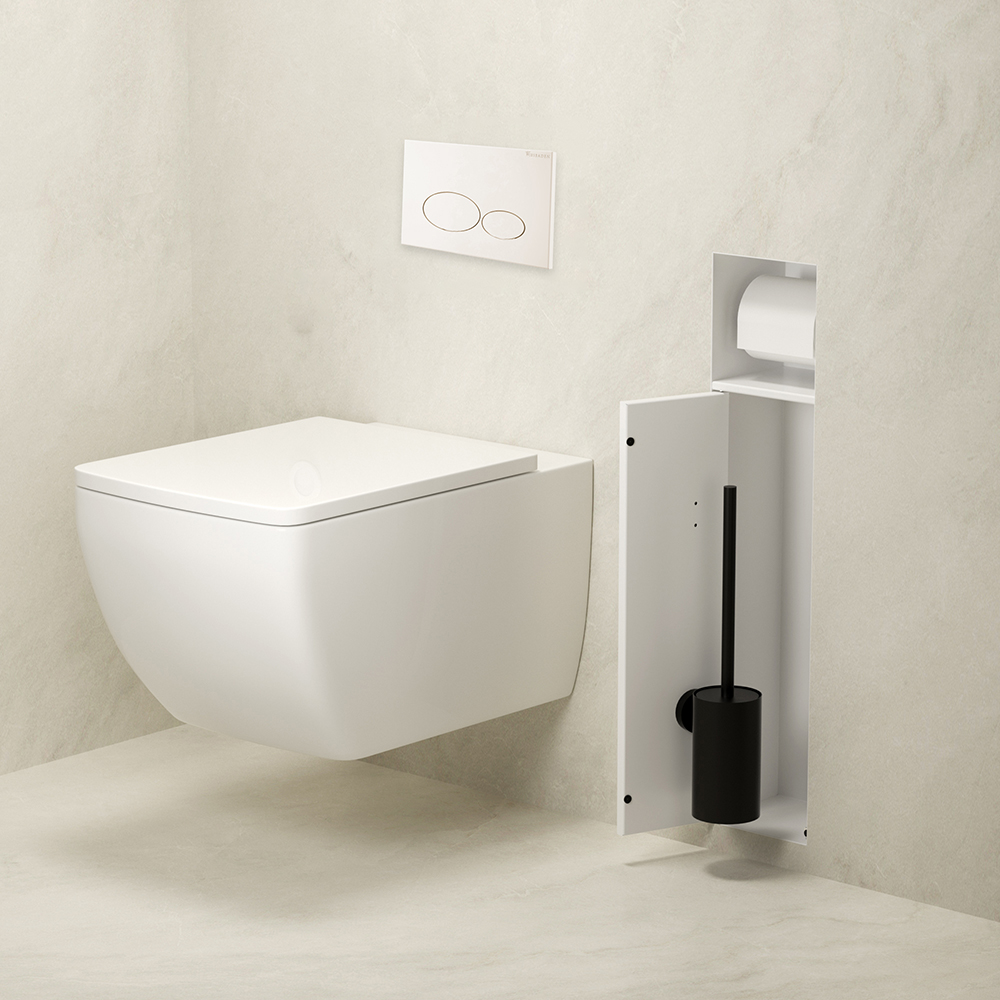 Rocko Toiletrol- en Borstelhouder Inbouw Betegelbaar Mat Wit