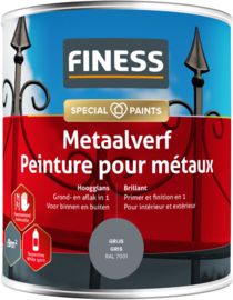FINESS Metaalverf Hoogglans 0,75L Grijs 7001 Bi/Bu