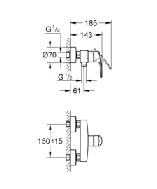 Grohe Eurosmart Prof. Douchemengkraan 33555003