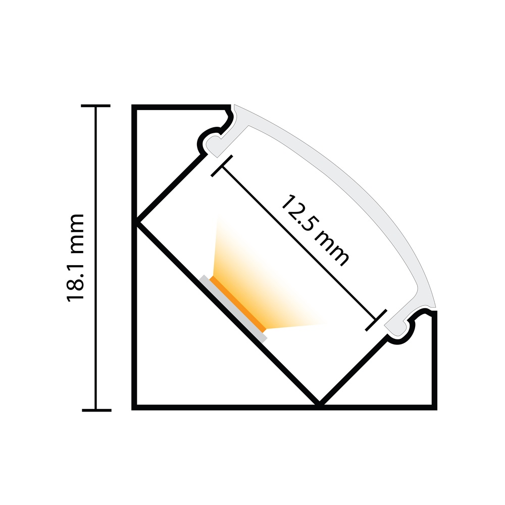 Leddle 2m LED Profile Corner Black-LDP