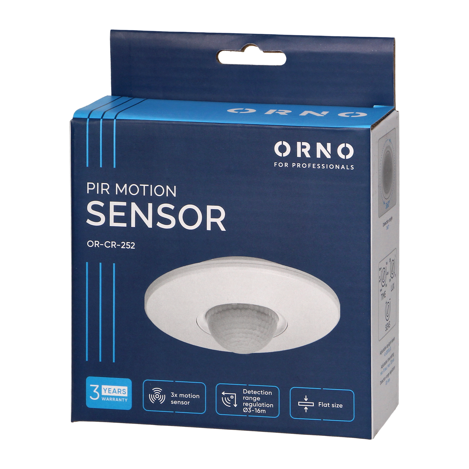 ORNO PIR motion sensor with 3 detectors, IP 20 360°