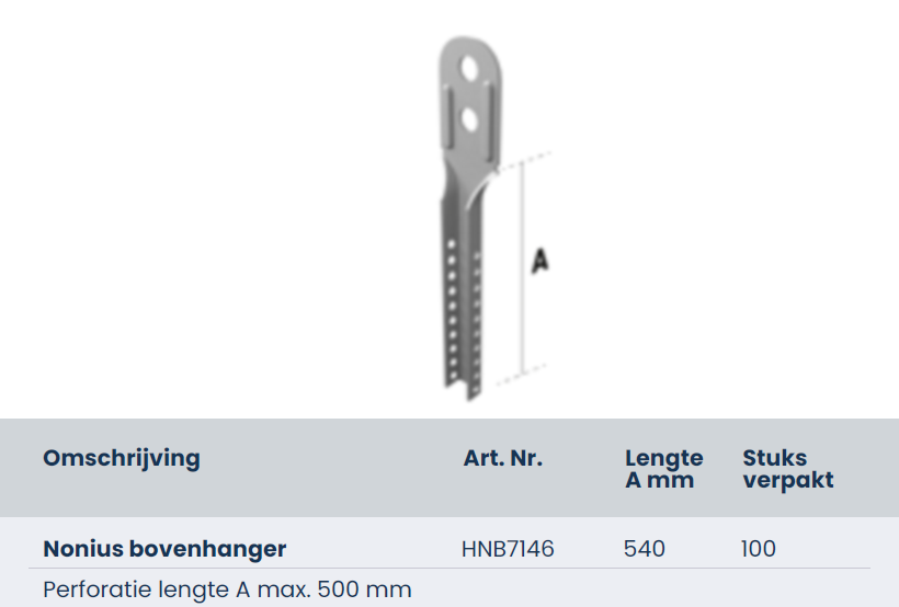 Nonius bovenhanger 540mm, blister 10 stuks HNB7146