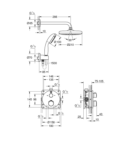 Grohtherm Perfect Showerset Rond 210mm 34727000