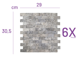 S09 Grey Mix (6x) 3D Steenstrips Marmer 0,53m²