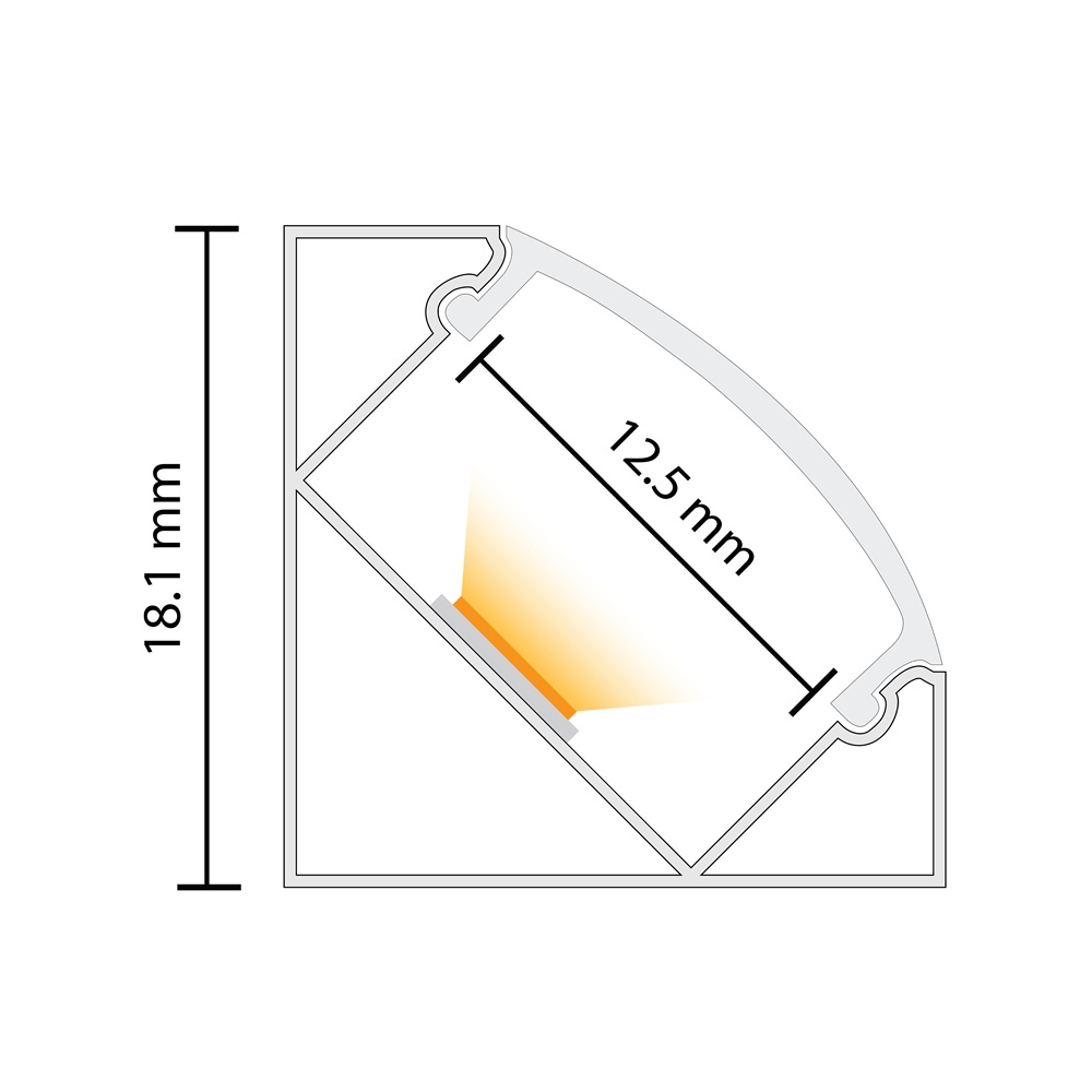 Leddle 2m LED Profile Corner White-LDP