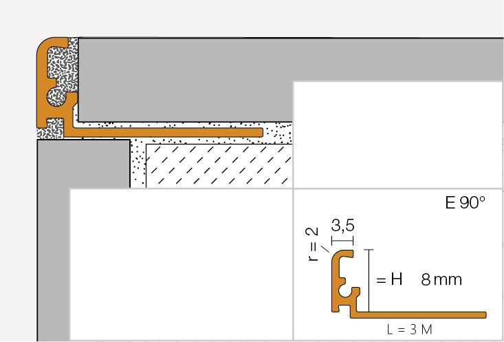 Schluter J080-TSG Jolly-Trendline-TS tegelprofiel 8mm x 300cm Grijs