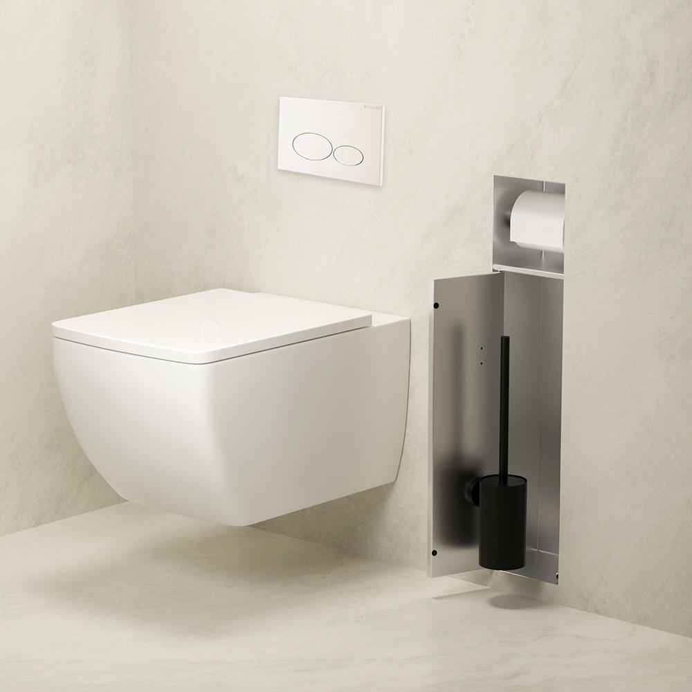 Rocko Toiletrol- en Borstelhouder Inbouw Betegelbaar RVS