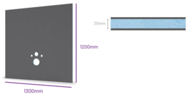 RS Toilet Achterwand Plaat 1300x1200x20mm