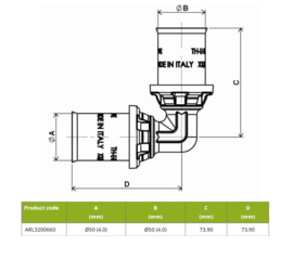 APE ARL3200660 Knie 90° 5050 Pers Messing RVS