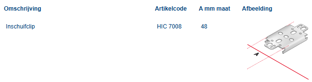 Inschuifclip, doos 100 stuks HIC7008